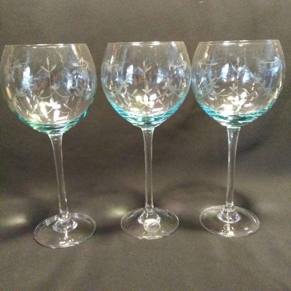 3 Lenox Heather Blue Balloon Crystal Wine Glasses - Picture 15 of 15